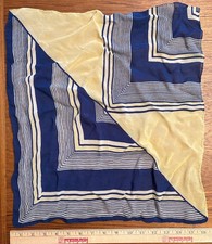 vintage blue and yellow MCM pattern design rectangular scarf