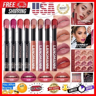 8Pcs Glitter Lip Kit - Velvet Matte & Nude Matte Lipstick + Glitter Lip Gloss...