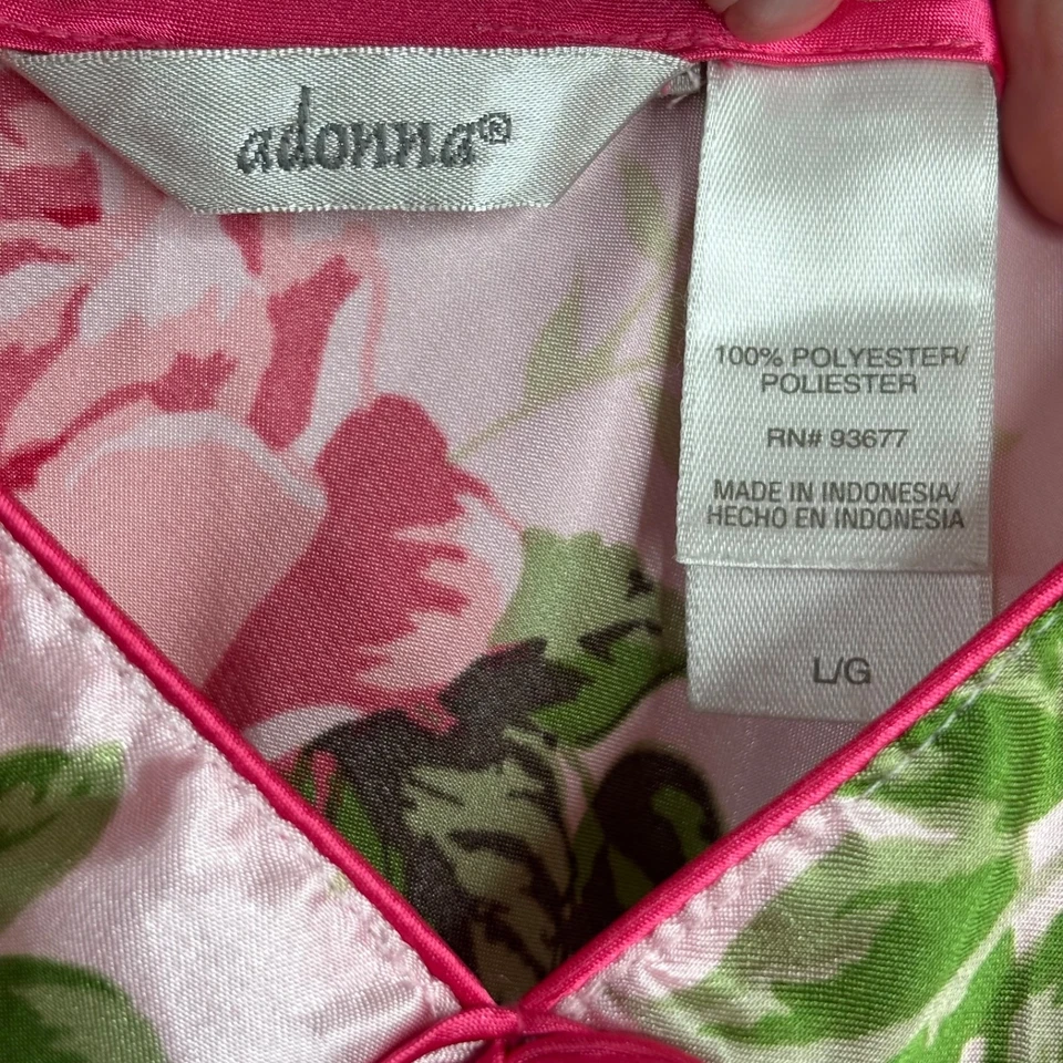 复古 Y2K Adonna 缎面娃娃懒人连衣裙 L 玫瑰花卉睡衣 Coquette Fairy — 第 4/4 张图片