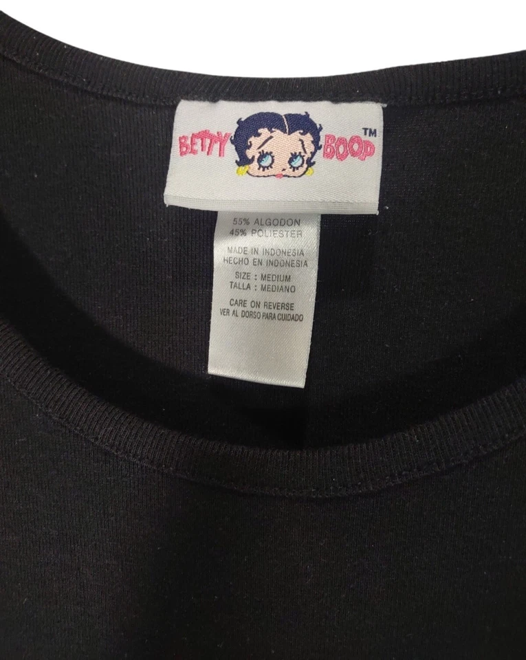 Camiseta Y2K Vintage Betty Boop Negra Sensual Impecable Roja Vestido Estampado Rara Talla M Foto 3 de 4