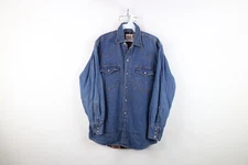 Vintage 90s Streetwear Mens Medium Flannel Lined Denim Western Shirt Jacket Jac