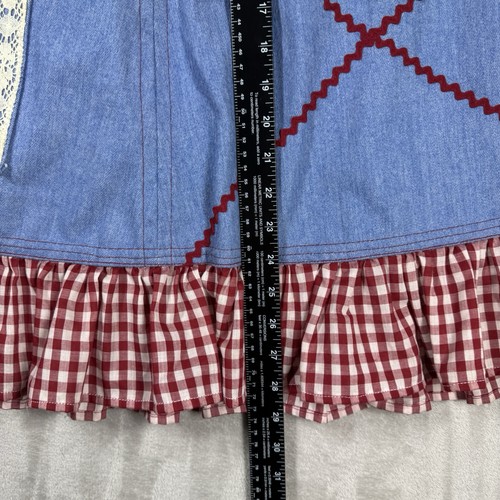 Gonna denim fatta a mano country prateria pizzo ric rac picnic vita 27" - Foto 11 di 12