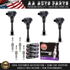 4 Ignition Coil & 4 NGK Ruthenium Spark Plug for 2008-2018 Nissan Rogue 2.5L l4
