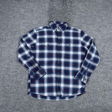 Orvis Shirt Mens Medium Blue Red Plaid Active Fit Flannel Long Sleeve Casual