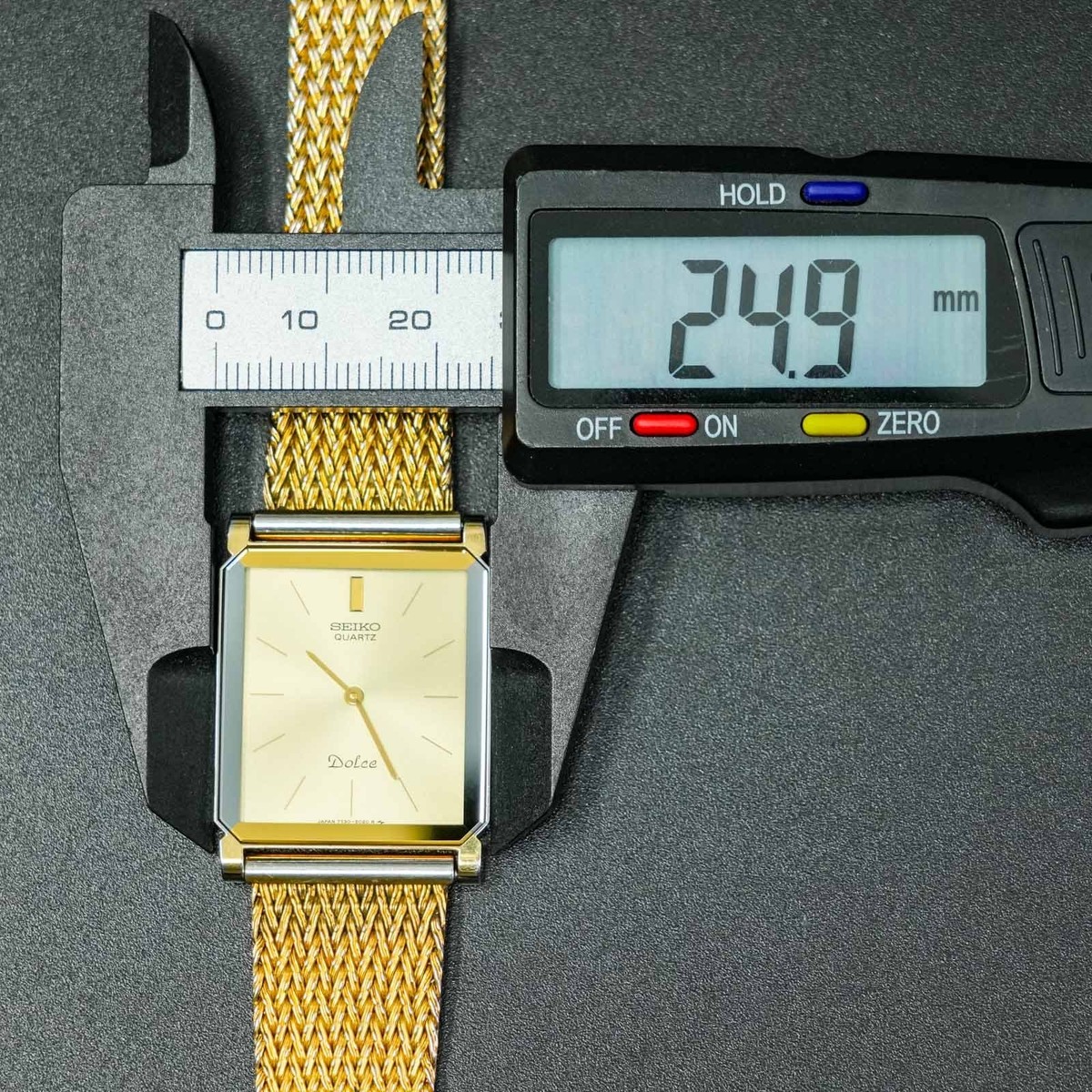 Vintage 1985 [MINT] SEIKO Dolce 7730-5020 Silver Square Gold Tank