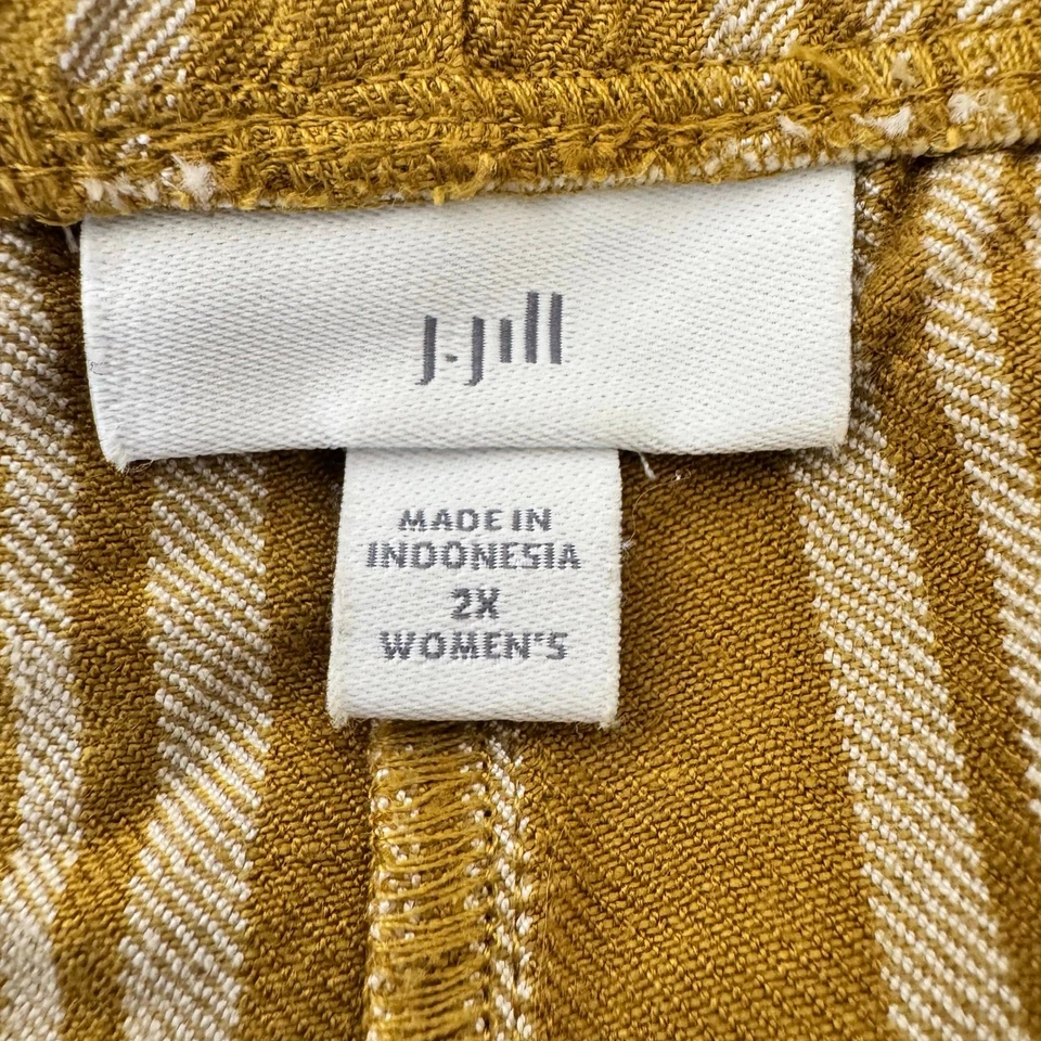 Pantalones Cortos de Lino J.Jill Para Mujer Talla 2X Boho Rayas Pull On Ligeros Informales  Foto 2 de 4
