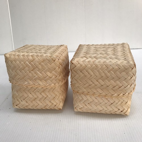 Vintage Thai Handicraft Kratip Sticky Rice Small Bamboo Serving Basket Size3"X3" - Picture 43 of 96