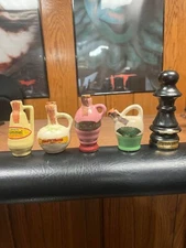 4 VINTAGE EMPTY MOHAWK LIQUOR MINIATURE BOTTLE JUG  DECANTER -KUMMEL N JIM BEAM