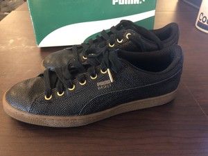 Hombre Puma Basket Classic LFS Cuero Tenis Oro Negro Tamaño 10 Bola Con  Caja | eBay