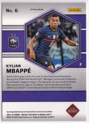 2021-22 Mosaic World Cup Kylian Mbappe Mosaic Prizm #6 - Picture 2 of 2