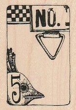 No.5 Tag 2 1/4 x 3" Rubber Stamp, Mixed Media Stamp, Collage Stamp
