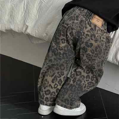 Leopard Jeans for Kids Boys Girls Cool Long Jeans Fashion  Casual Street Style