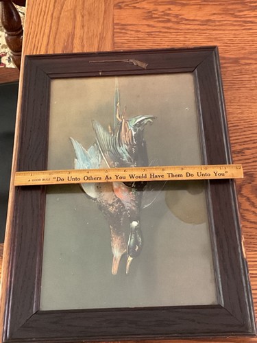 Antique Lithograph Framed Hanging Ducks Print - Picture 4 of 11