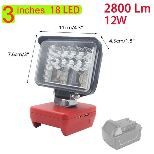 3" 4" 8" LED Flood Work Light Torch Wireless Lamp USB For Milwaukee 18V Battery - Picture 4 of 17