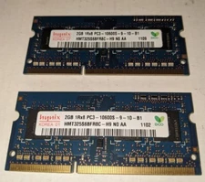 Hynix 4GB ( 2 x 2GB ) 1Rx8 PC3-10600S-9-10-B1 RAM LAPTOP MEMORY TESTED WORK