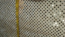 GOLD SEQUINS 3MM ON TAN METALLIC POLYESTER FABRIC 22X38 INCHES