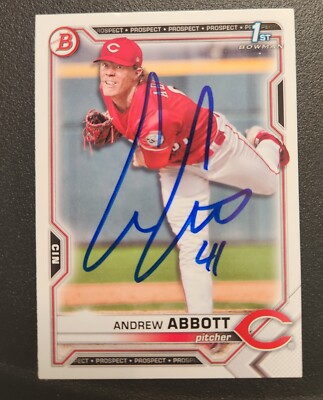 Andrew Abbott Autograph Signed 2021 Bowman 1st Cincinnati Reds