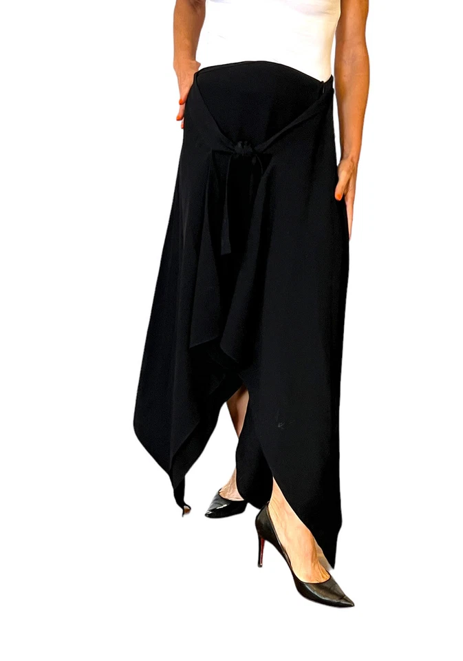 RICKIE FREEMAN TERI JON PAÑUELO ASIMÉTRICO NEGRO VOLANTE DRAPEADO LAZO FALDA 6 Foto 3 de 4