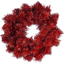 18IN Red Tinsel Wreath Artificial Tinsel Brush Door Hanging Xmas Decor