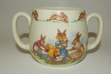 Bunnykins English Child's Double Handled Cup - Bunny Rabbit Babies in Carriages