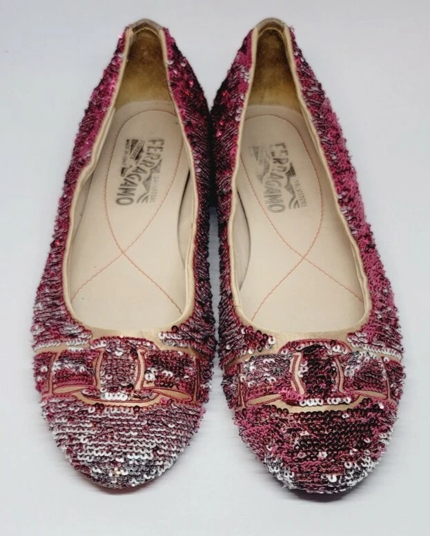 Red sequin ballet flats sales