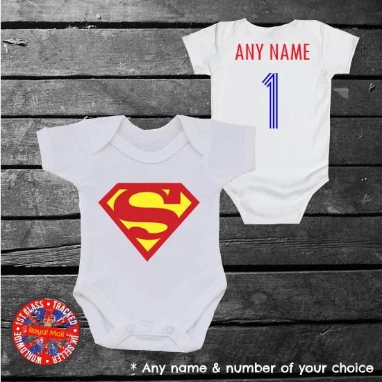 DUNNES STORES Superman Inspired baby grow vest, kids t-shirt, Personalised