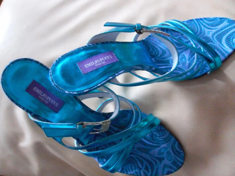 Sandalias De Colección Raras Auténticas Emilio Pucci High Hill Talla Euro37'5 EE. UU. 7 Foto 3 de 4