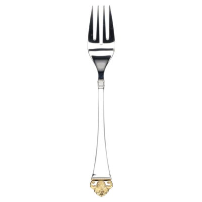 Fischgabel Robbe & Berking 800er Silber Rosenmuster - teilvergoldet