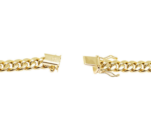 Men's Yellow Gold Solid Miami Cuban Link 6mm Chain Necklace 18-28 Inches 14k - Afbeelding 3 van 5