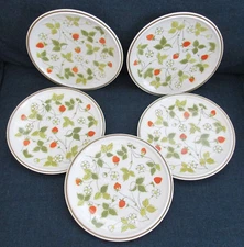 Vintage Ser of 5 Mikasa Everfresh Strawberry Hill Salad Plates C8451