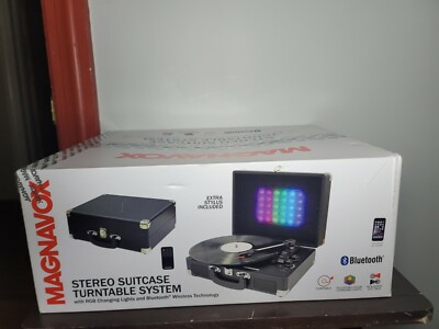 Magnavox MD699 Bluetooth Suitcase Record Player Turntable LED