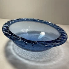 Fire & Light Recycled Glass Cobalt Blue Seagrass Pasta Salad Bowl 9"x3” Heavy