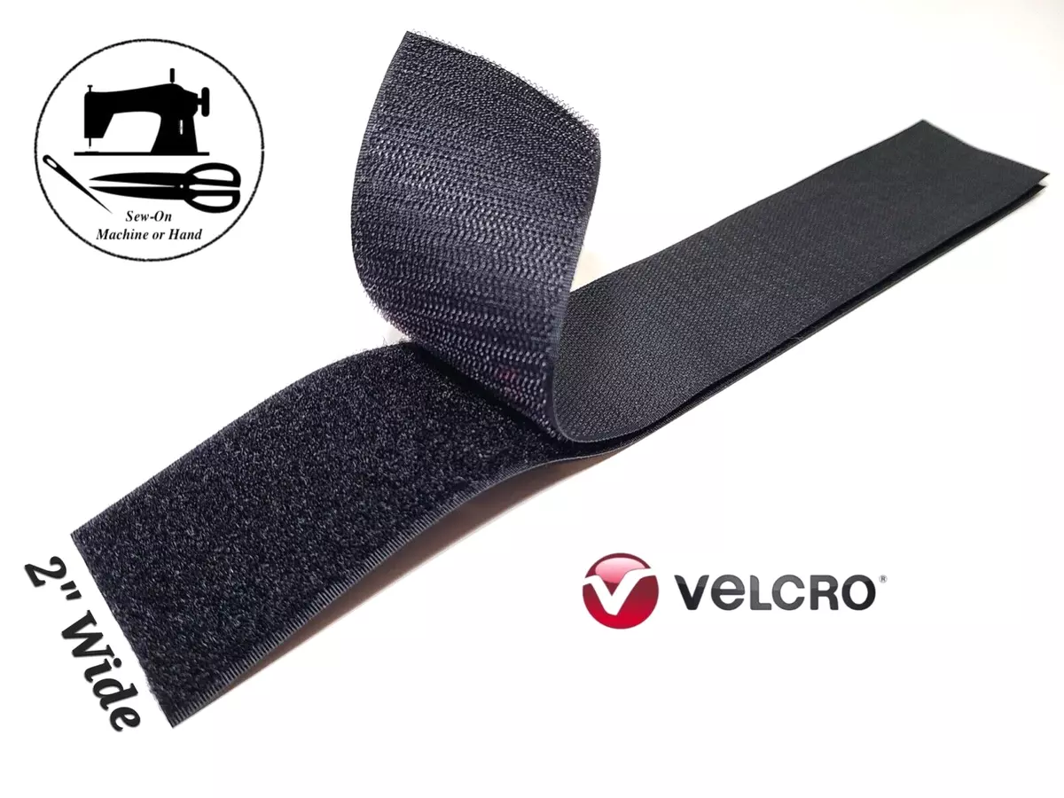 2” Wide x 12” (Inch) VELCRO® Brand Sew-On Strip (Hook & Loop) - Black