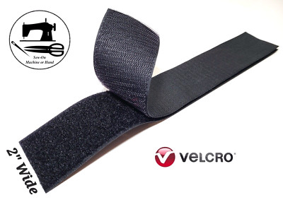 2  Wide x 12  (Inch) VELCRO  Brand Sew-On Strip (Hook & Loop) - Black
