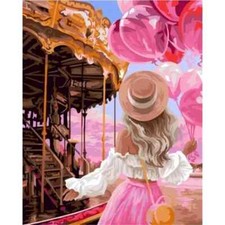 Paint By Numbers Adults kids Girl Figure Balloons kit 40x50CM Canvas