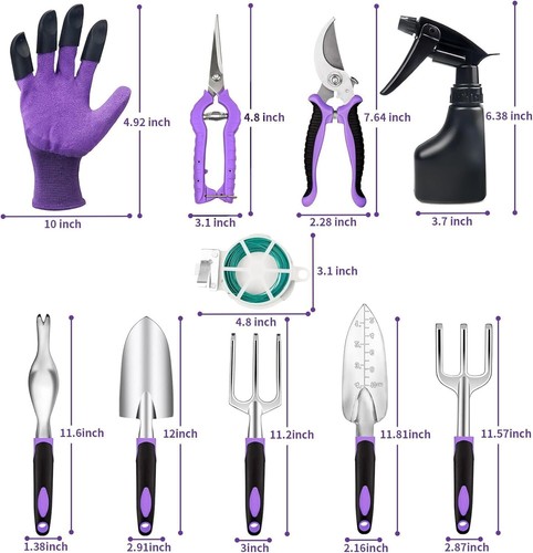 11-Piece Aluminum Steel Gardening Tool Set with Bag for Men & Women - Picture 5 of 7