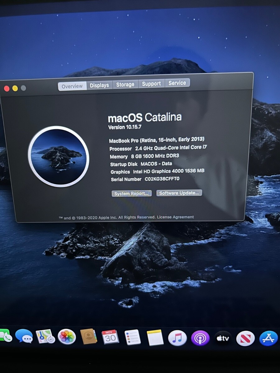 Apple MacBook Pro Retina 15.4” (256GB SSD, Intel Core i7 Apple MacBook Pro Retina 15.4” (256GB SSD, Intel Core i7