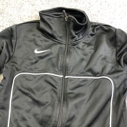 Nike Track Jacket Dri Fit Kids Small Black Full Zipper 56323 Polyester Vintage - Picture 4 of 12