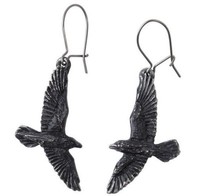 Alchemy Gothic Odin Schwarze Raben Ohrringe Zinn AnhäNger Haken E333