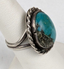 Sterling Silver Turquoise Navajo Ring Handmade Native American Vintage Size 7