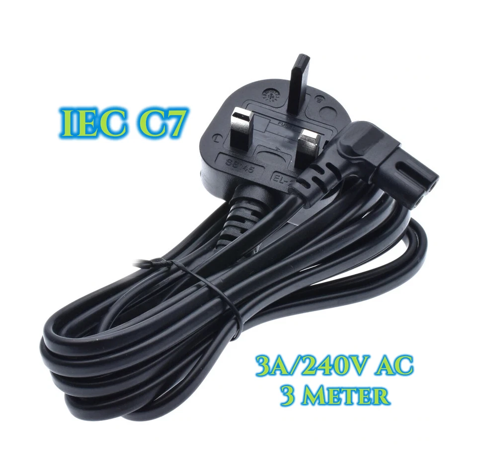 Figure Of 8 Samsung LG TV Power Cable, 2-Pin Right Angle IEC-C7 Cable 1/2/3/5M - Image 4 of 4
