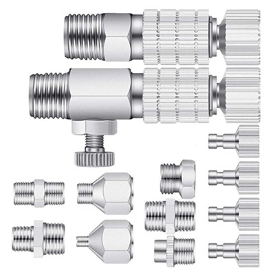 15 Pieces Airbrush Adapter Kit Rustproof Including 1/8 inch Male Connectors