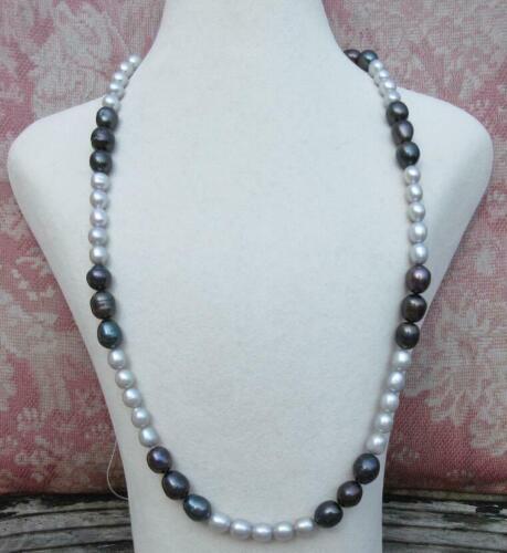 22" Natural South Sea Genuine Black Grey Pearl Necklace 14k Gold P  - Afbeelding 1 van 5