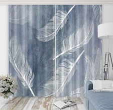 3D Gray White Feathers ZHUA4099 Photo Curtain Window Blockout Fabric Amy 2023