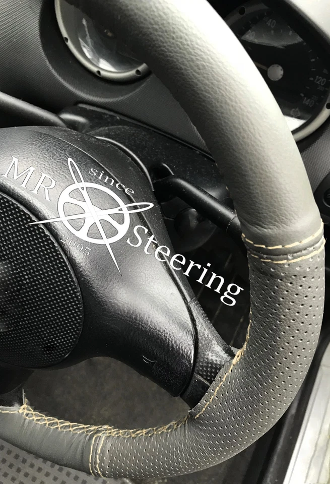 CUBIERTA DE VOLANTE DE CUERO DE DOS TONOS PARA VAUXHALL VELOX 51-57 PUNTO CREMA - Imagen 4 de 4