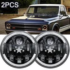 7" Inch Star LED Headlights Halo Angel Eye DRL for Chevy C10 Camaro Pickup Truck