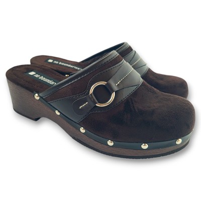 Y2K No Boundaries Platform Chunky Clog Sz 8 Bratz Faux Suede Mules Vtg 90s NWT