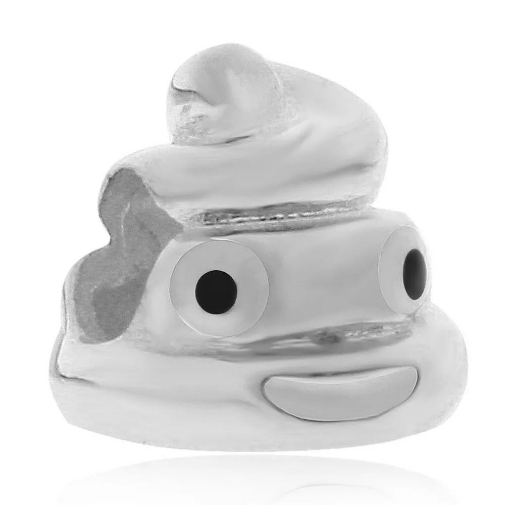 Genuine Sterling Silver Emoji Poop Poo Bead Charm Disgusting