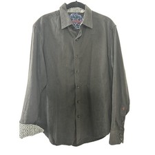 Robert Graham Mens Black Tonal Damask Classic Fit Button Down Shirt Medium M