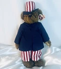 Vintage TY Beanie Plush Bear Uncle Sam Patriotic Memorial Day 4th July 1993 RARE